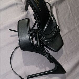 Black Strappy High Heel Sandals